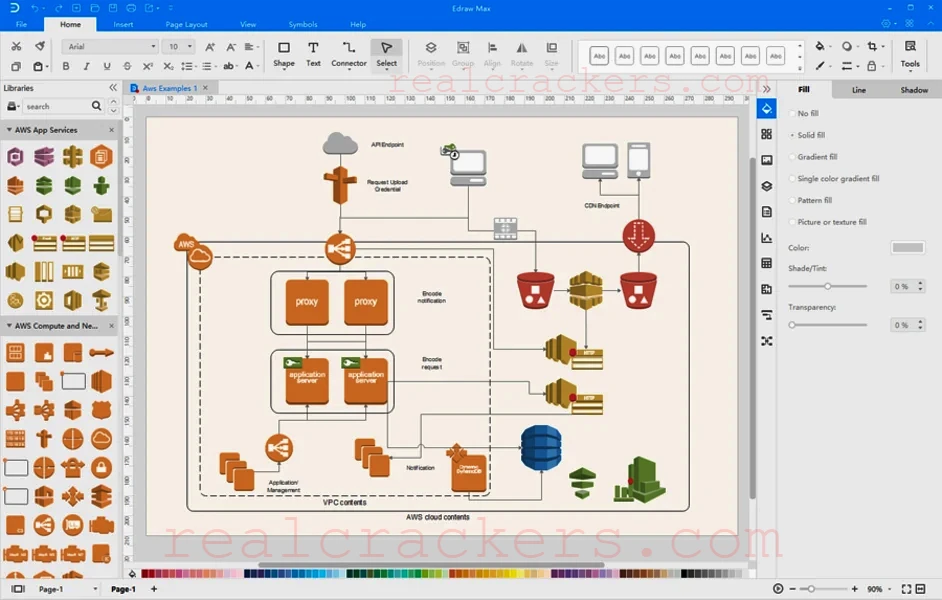 Edraw Max interface showing full version tools and diagram templates